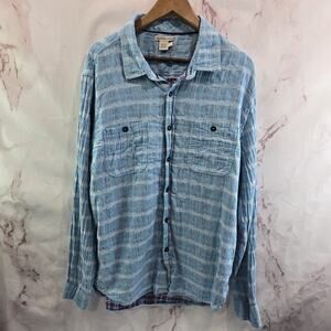 Carbon 2 Cobalt Shirt Mens Large Blue Gauze Double Cotton Button Carbon2Cobalt